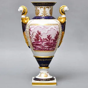 Коллекционные Парные Фарфоровые Вазы в стиле Ампир, Giulia Mangani Италия, середина ХХ века. 