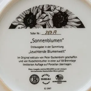 Коллекционная Тарелка «Подсолнухи» Фарфор, Hutschenreuther, Германия -1997 год.