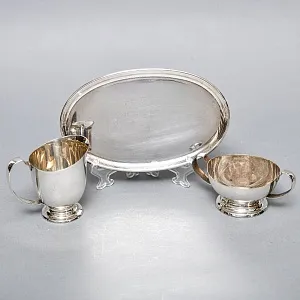 Винтажный Набор Соусников на подносе Silverplated, Англия - середина ХХ века. 