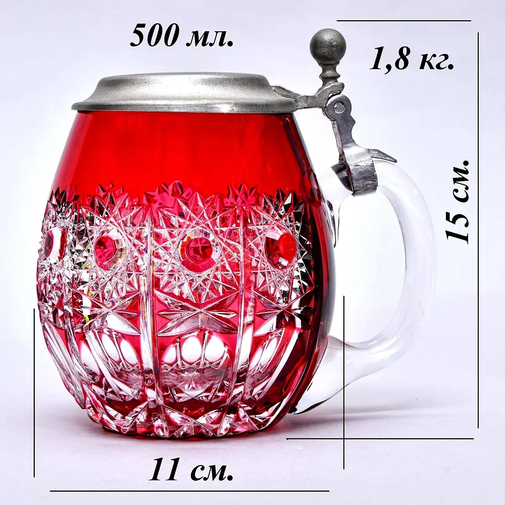 Винтажная Хрустальная Пивная Кружка с оловянной крышкой, NACHTMANN Германия, 60 гг.