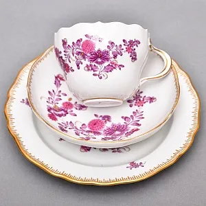 Фарфоровый Чайный Сервиз «Индийские цветы» на 6-ть персон, MEISSEN / МЕЙСЕН Германия. 