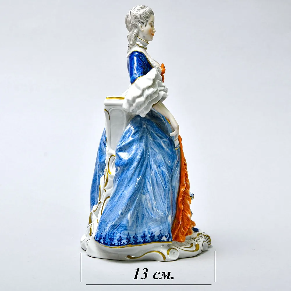 Редкость!!! Коллекционная Фарфоровая Статуэтка «Девушка в голубом платье», Unterweissbach Германия - 1958 год.
