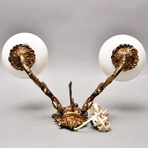 Пара Бронзовых Настенных Электрических Двух рожковых Светильников - Бра, СССР 70 -е гг. 