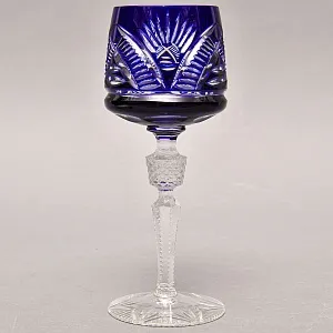 Хрустальный Бокал для вина серия «IMPERIAL» синего цвета, JOSEPHINENHUTTE Германия, 50-е годы ХХ века.