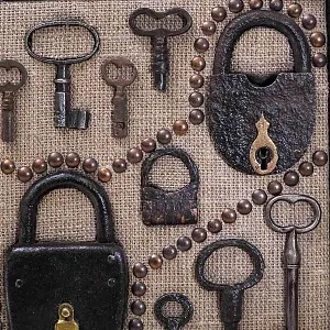 Коллекционное Панно - Картина «Антикварная утварь Замки - Ключи», Россия XIX век. 