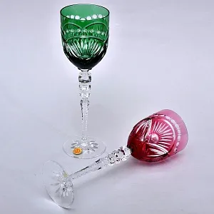 Два Бокала для Вина «Тет-а-Тет» из Цветного Хрусталя,  PEILL und PITZLER Германия, 70 -е годы ХХ века.