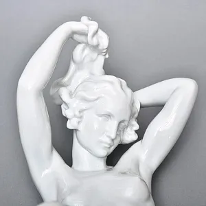 РЕДКОСТЬ! Большая Фарфоровая статуэтка «Обнаженная купальщица», Herend Венгрия.