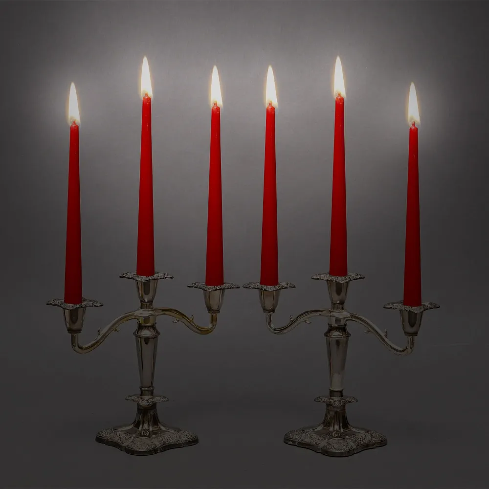 Парные Канделябры - Подсвечники на три свечи Silverplate, SHEFFIELD Англия середина ХХ века.