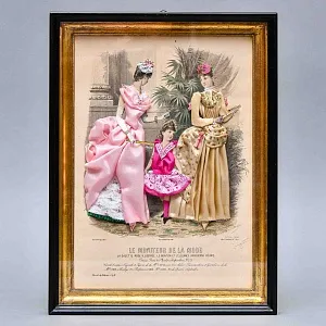 Винтажная Картина - Иллюстрация - Гравюра «Мода. Светские манеры», Франция.