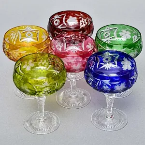 Набор 6-ть «Креманок» из Цветного Хрусталя серия «Виноград», NACHTMANN Германия, 60 -е годы.