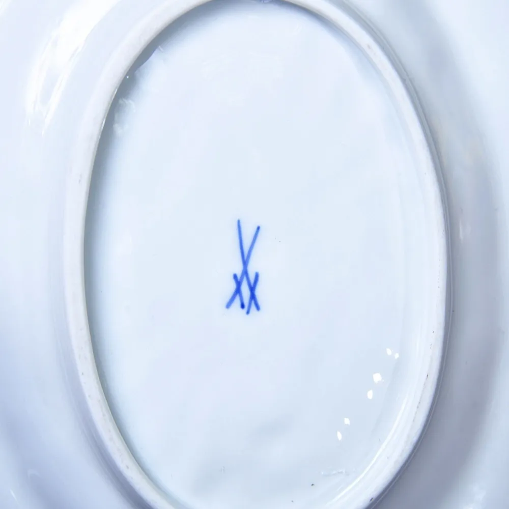 Антикварная Сухарница - Тарелка - Блюдо с ручками «НАРЦИСС», Фарфор MEISSEN Германия.