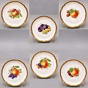 Антикварный Набор из 6-ти Фарфоровых тарелок «ФРУКТЫ-ЯГОДЫ», Rosenthal Германия, 1922- 1933 гг.
