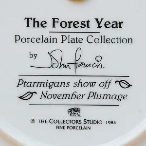 Коллекционная Тарелка «Лесной Год, НОЯБРЬ. Куропатки» Фарфор, Англия -1983 год.