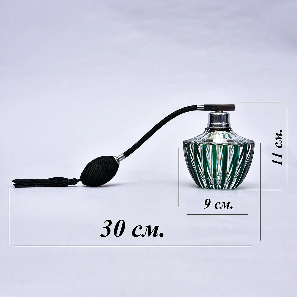 Винтажный Парфюмерный Набор из 3-х предметов, Цветной Хрусталь VAL SAINT LAMBERT, Бельгия.