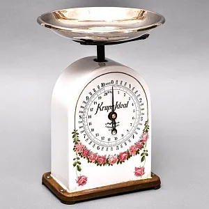 Антикварные Кухонные Весы «Гирлянда из Роз» в Фарфоровом корпусе KRUPS IDEAL, Германия -1915 год.