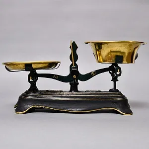 Антикварные Чугунные Кухонные - Аптекарские весы FОRCE BALANCE на 2кг. Франция начало ХХ века!