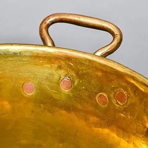 Старинный Латунный Таз для варки варенья на 9-ть литров, Франция - середина ХХ века. 