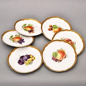 Антикварный Набор из 6-ти Фарфоровых тарелок «ФРУКТЫ-ЯГОДЫ», Rosenthal Германия, 1922- 1933 гг.