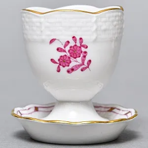 Набор для завтрака - три Пашотницы и Солонка «APPONYI PURPUR», Фарфор HEREND Венгрия. 