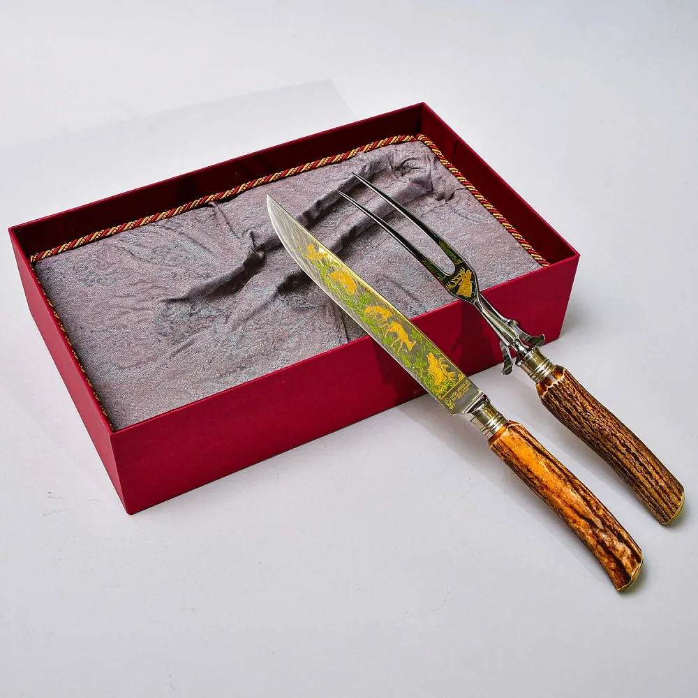 Набор для Барбекю «Охота» из 2-х предметов, Германия, ANTON WINGER Solingen, 60 -е годы ХХ века.