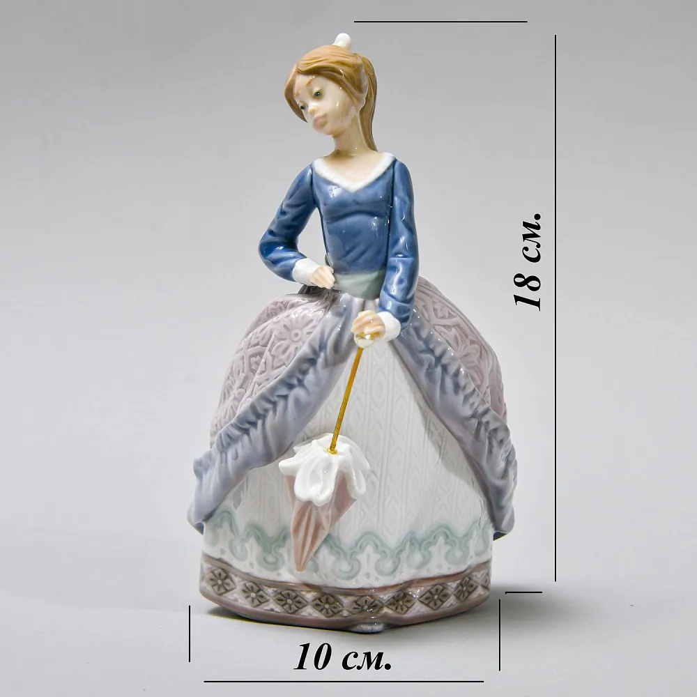 Винтажная Фарфоровая статуэтка "Девочка с зонтиком. Эвита", Lladro Испания - 1983 год.