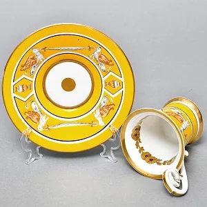 Антикварная Кофейная пара «Гриффоны», Фарфор Dressel & Kister Passau Германия, 1900 - 1922 годы. 