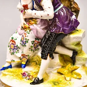 Большие Парные Фарфоровые статуэтки «Влюбленные», Ludwigsburg Германия, середина ХХ века. 