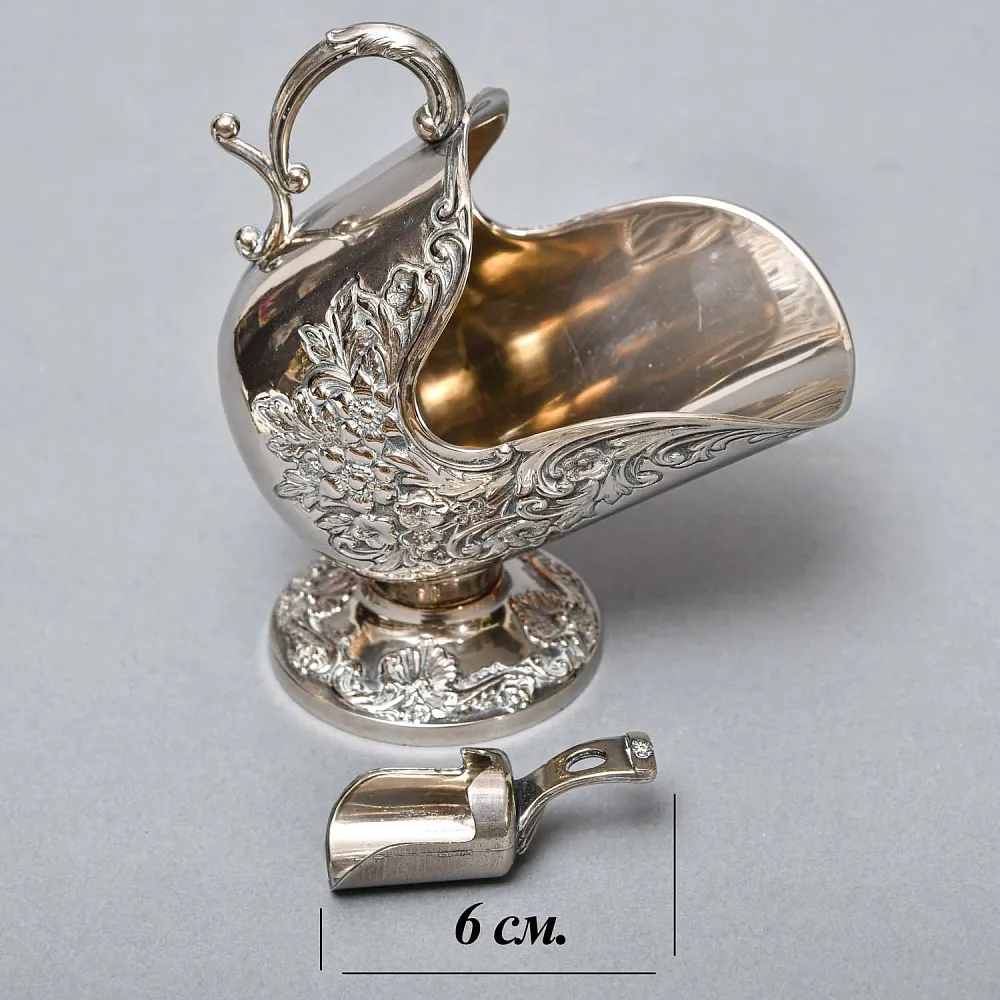 Винтажная Металлическая Сахарница с Совочком Silverplated, Италия.
