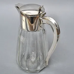 Винтажный Хрустальный Графин - Кувшин на 2,8 литра с Колбой для льда, Silverplated Германия. 