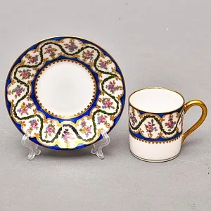 Коллекционная Кофейная пара «Цветочный калейдоскоп», Фарфор Raynaud & C., Limoges Франция.