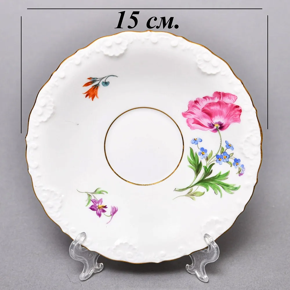 Чайный набор «Мейсенский букет» на 6 персон, Фарфор MEISSEN Германия, 1924 - 1934 годы. 