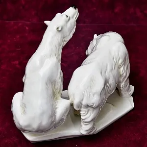 Антикварная Фарфоровая Статуэтка «БЕЛЫЕ МЕДВЕДИ», Karl Ens / Карл Энс, первая половина ХХ века.