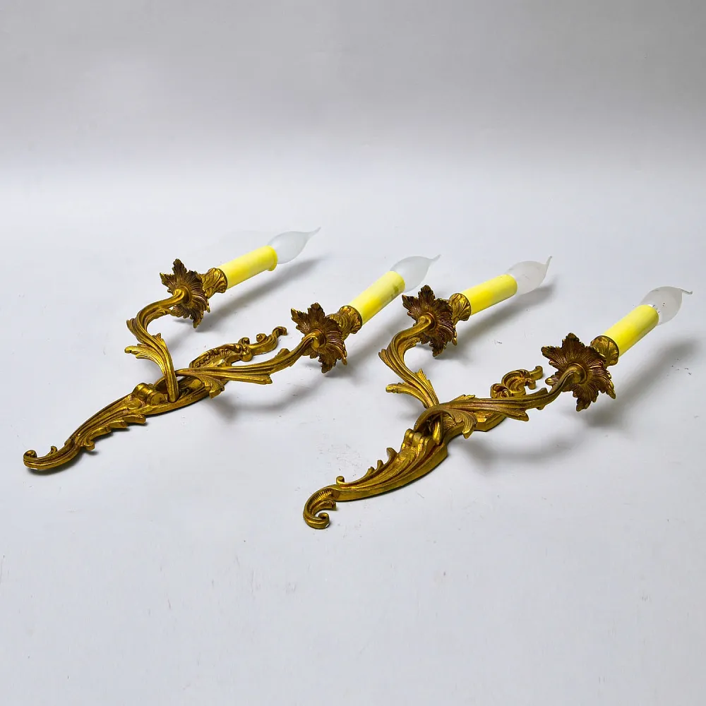 Парные Настенное Электрические Бра - Канделябры Бронза Франция, 70 -е годв ХХ века.