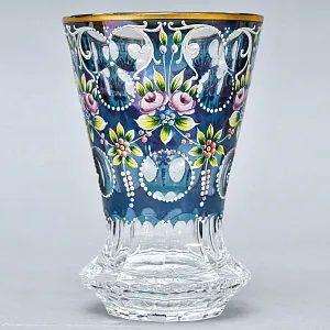 Редкая!!! Коллекционная Ваза - Карандашница, Цветочная Эмалевая роспись, Хрусталь Witti,  Германия 60-е гг.