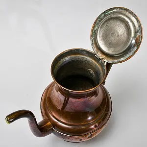 Декоративный Антикварный Медный Кофейник - Чайник, Бельгия 20 -е годы ХХ века.