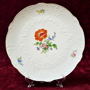 Большое Сервировочное Блюдо - Тарелка «ЦВЕТЫ», Фарфор MEISSEN Германия - 1985 год.