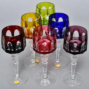 Бокалы для вина - 6 шт., Цветной Хрусталь серия «ANTIKA», NACHTMANN Германия, 70 -е годы. 