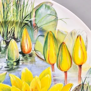 Авторская Фарфоровая Тарелка - Блюдо «Желтая кувшинка Шарлин Строун», Rosenthal Германия - 2001 год.