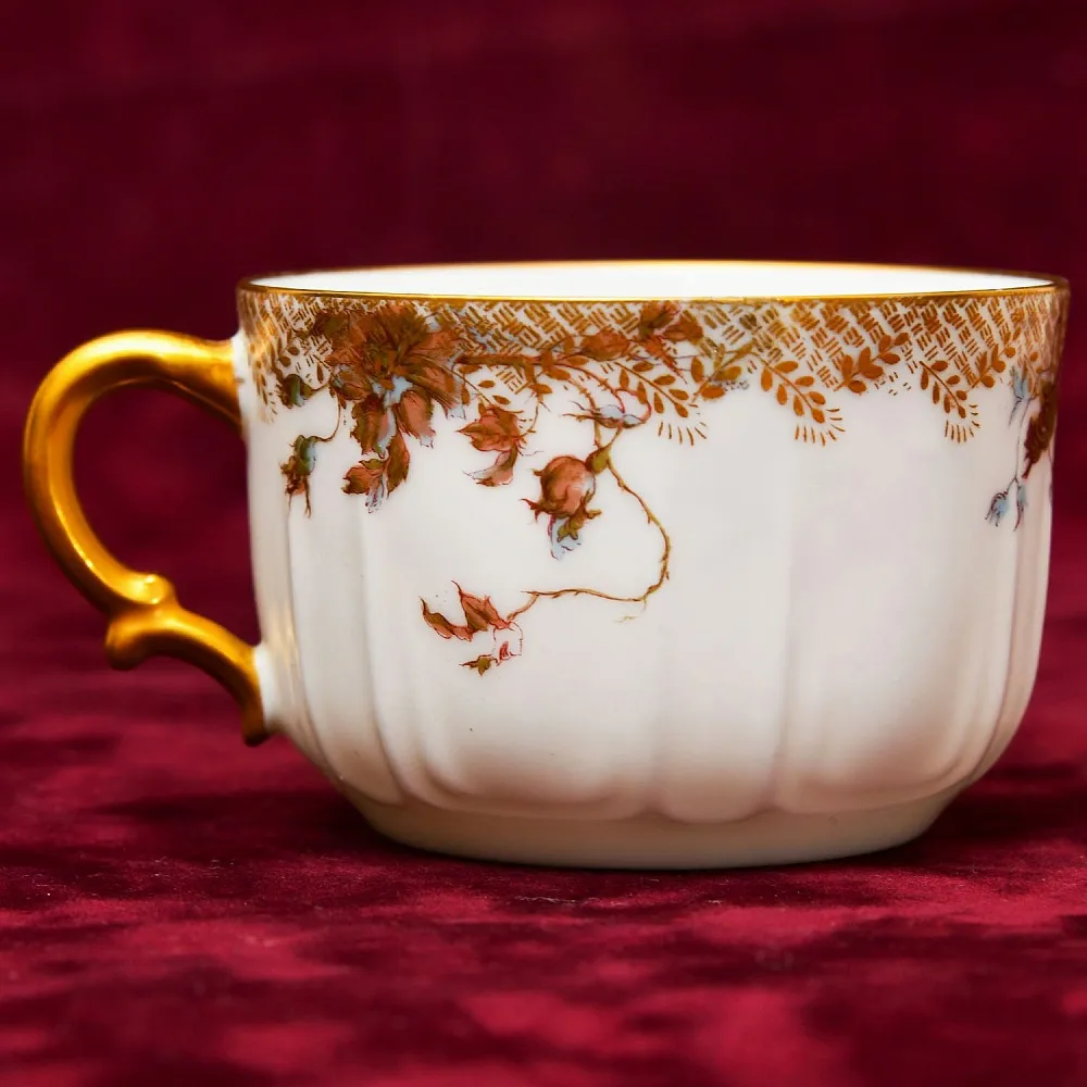 Винтажная Чайно-Кофейная пара + Тарелка (тройка), Фарфор Limoges Франция, 1876 - 1896 годы. 