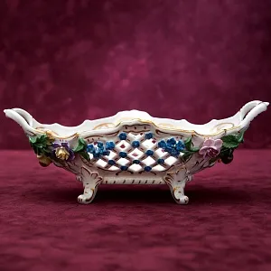 Фарфоровая Сухарница - Корзинка для выпечки - Вазочка - Конфетница «Цветение Лета» SP Dresden Германия