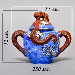 Чайный Сервиз на 6 персон «Синий Дракон», Фарфор SATSUMA Япония, середина ХХ века. 