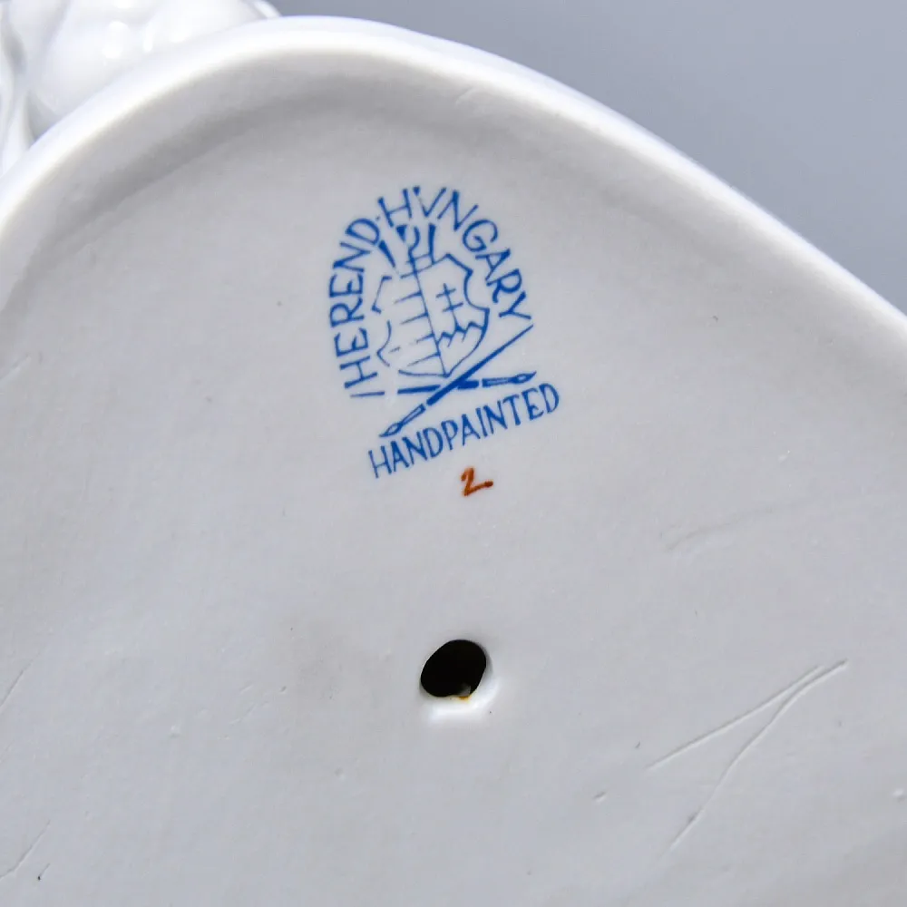 Коллекционная Фарфоровая статуэтка «Два Зайца», HEREND Венгрия, середина ХХ века. 