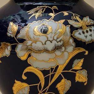 Кобальтовая Коллекционная Ваза «Золотая Роза» WALLENDORF, Германия -1963 год.