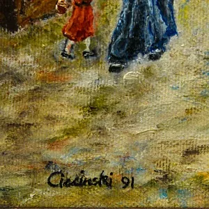 Очаровательная Картина «РОЖДЕСТВЕНСАЯ ЯРМАРКА», Холст, Масло. Германия 1991 год.