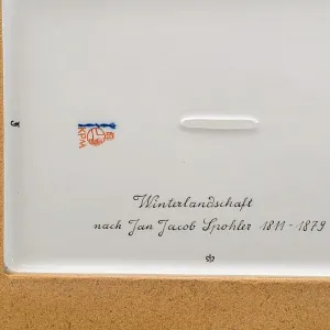 Картина - Панно - Фарфоровая Плакетка «Зимний пейзаж», KPM Berlin Германия, первая половина ХХ века.