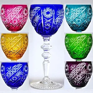 Набор Бокалов для Вина из Цветного Хрусталя JOSEPHINENHUTTE Германия, 50 -е гг.