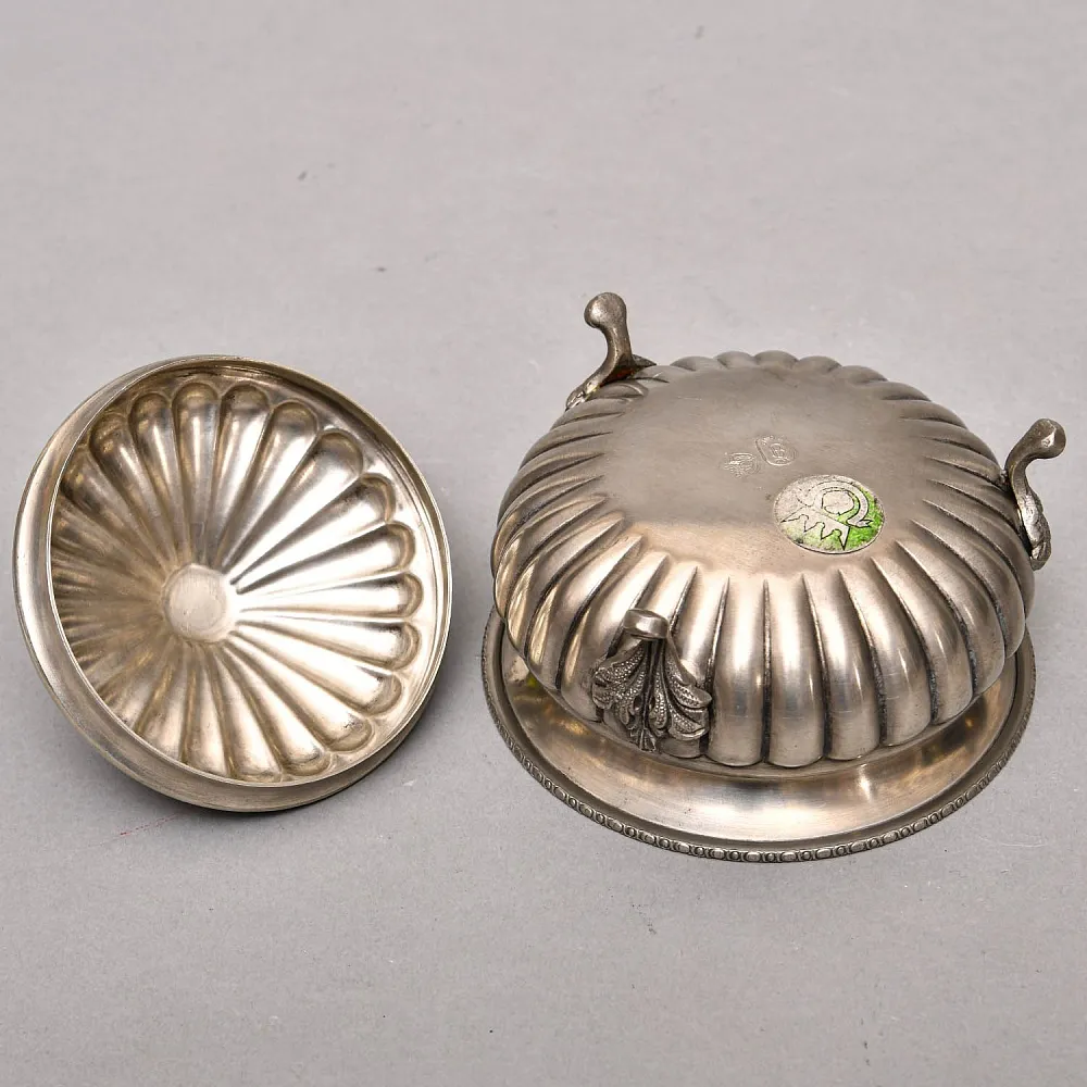 Винтажная Оловянная Сахарница с крышкой, Frieling Zinn Германия конец 60 -х годы ХХ века.