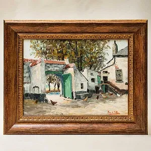 Картина «Пейзаж - На Дворе». Maх De Teige, Бельгия, вторая половина ХХ века.