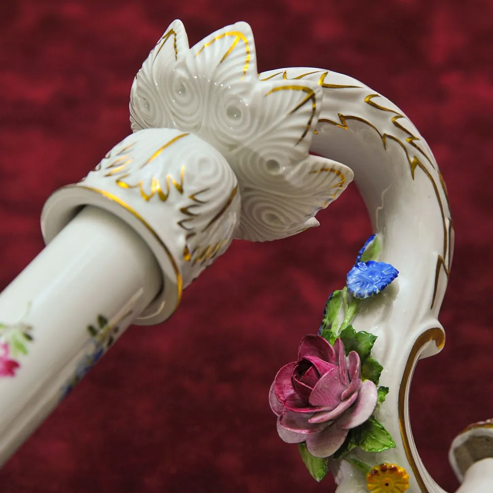 Парные Настенные Электрические Бра - Канделябры, Фарфор PLAUE Von Schierholz Германия.