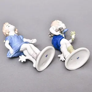 Парные Фарфоровые статуэтки «Дети. Мальчик и Девочка», Wagner & Apel Lippelsdorf Германия, 1949 - 1951 годы. 